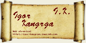 Igor Kangrga vizit kartica